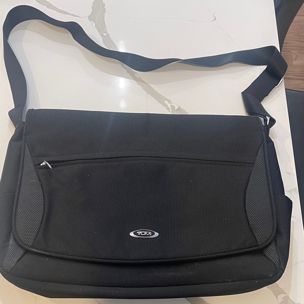 Tumi Charcoal and Black Messenger Bag